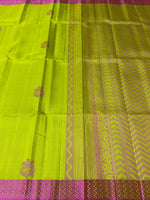 Load image into Gallery viewer, Classic Lime Green &amp; Pink Elegance Handloom Soft Silk Saree SS24086
