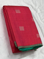 Load image into Gallery viewer, Classic Crimson Red &amp; Jade Green 2gm Zari Elegance Kanchipuram Handloom Silk Saree SS24156
