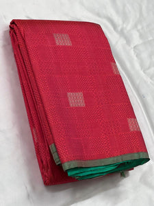 Classic Crimson Red & Jade Green 2gm Zari Elegance Kanchipuram Handloom Silk Saree SS24156