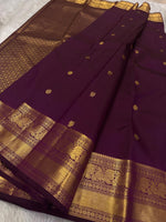 Load image into Gallery viewer, Classic Berry Jam 2gm Zari Elegance Kanchipuram Handloom Silk Saree SS23749
