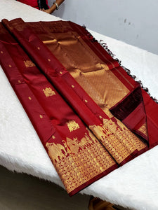 Classic Red 2gm Zari Elegance Kanchipuram Handloom Silk Saree SS24717