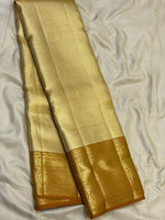Load image into Gallery viewer, Classic Full Gold &amp; Mustard Diagonal Rectangular Design Brocade 2gm Zari Bridal Elegance Kanchipuram Handloom Silk Saree SS27411
