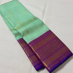 Load image into Gallery viewer, Classic Sea Green &amp; Purple 2gm Zari Bridal Elegance Kanchipuram Handloom Silk Saree SS28207
