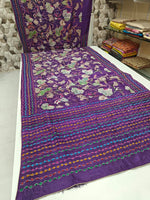 Load image into Gallery viewer, Classic Plum Kalamkari Elegance Gaachi Tussar Silk Saree SS24168
