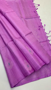 Classic Lilac Elegance Handloom Soft Silk Saree SS23981