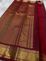 Load image into Gallery viewer, Classic Cherry Red Bridal Elegance Kanchipuram Handloom Silk Saree SS27193
