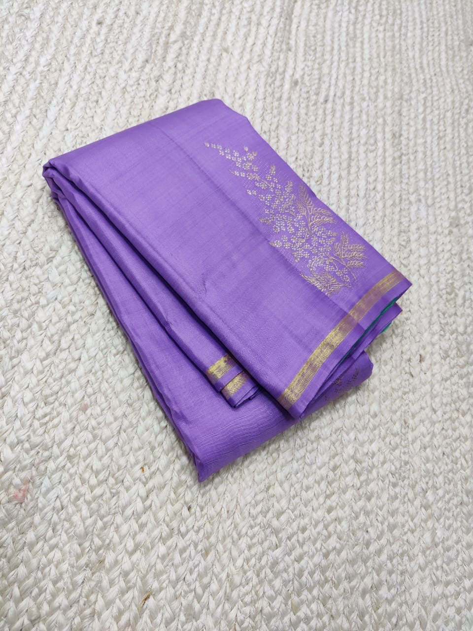 Classic Lavender & Turquoise Green Elegance Kanchipuram Handloom Silk Saree SS24088