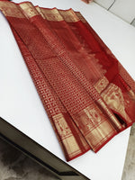 Load image into Gallery viewer, Classic Chilli Red 2gm Zari Elegance Kanchipuram Handloom Silk Saree SS25297
