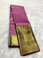 Load image into Gallery viewer, Classic Onion Pink &amp; Mahogany Red 2gm Zari Kanchipuram Handloom Silk Saree SS26002
