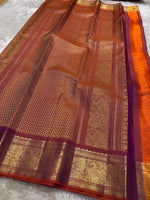 Load image into Gallery viewer, Classic Purple &amp; Mustard Rose Kanchipuram Handloom Silk Saree SS25959
