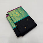 Load image into Gallery viewer, Classic Charcoal Black &amp; Turquoise Green 2gm Zari Kanchipuram Handloom Silk Saree SS25636
