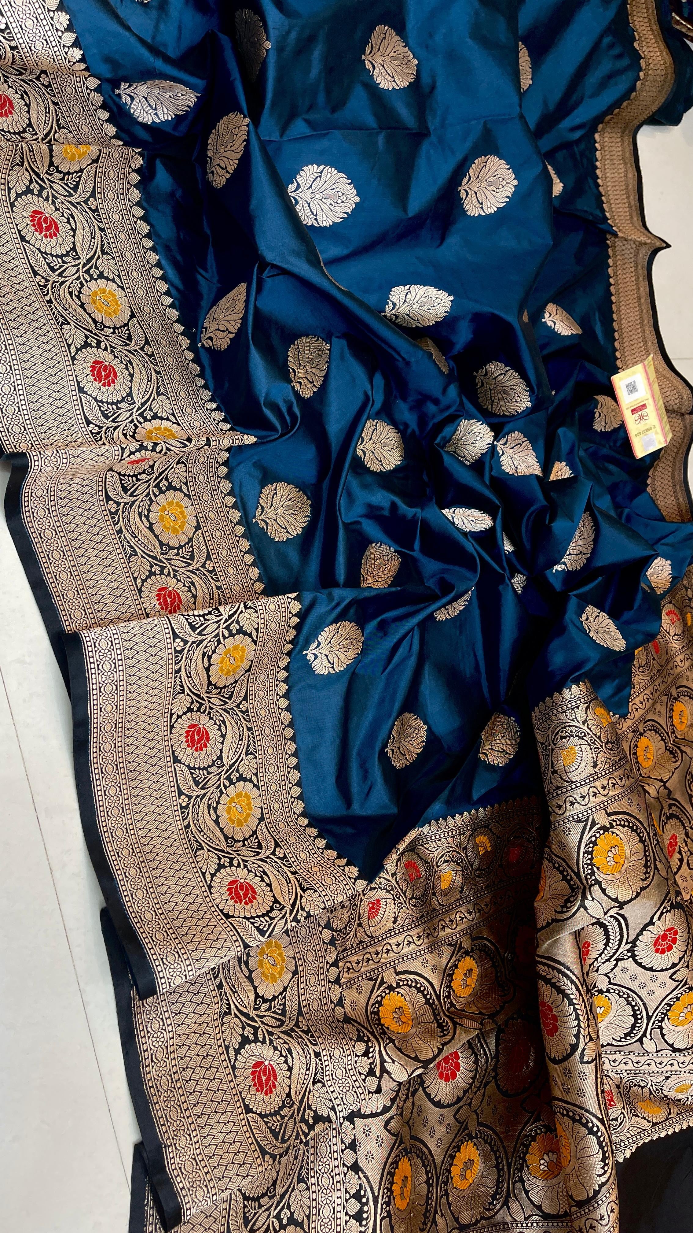 Classic Blue & Black Elegance Banarasi Handloom Katan Silk Saree SS25420
