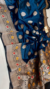 Classic Blue & Black Elegance Banarasi Handloom Katan Silk Saree SS25420