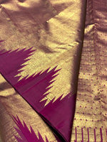 Load image into Gallery viewer, Classic Gold &amp; Wine Red Temple 2gm Zari Kanchipuram Handloom Silk Saree SS25980
