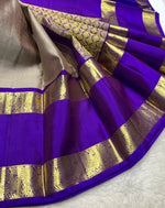 Load image into Gallery viewer, Classic Grey &amp; Purple 2gm Zari Elegance Kanchipuram Silk Saree SS23941
