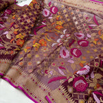 Load image into Gallery viewer, Classic Coffee Brown Banarasi Ektara Kora Silk Tilfi Jamdhani Motifs Elegance Handloom Silk Saree SS28647

