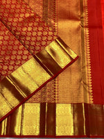 Load image into Gallery viewer, Classic Deep Orange 2gm Zari Bridal Elegance Kanchipuram Handloom Silk Saree SS25449
