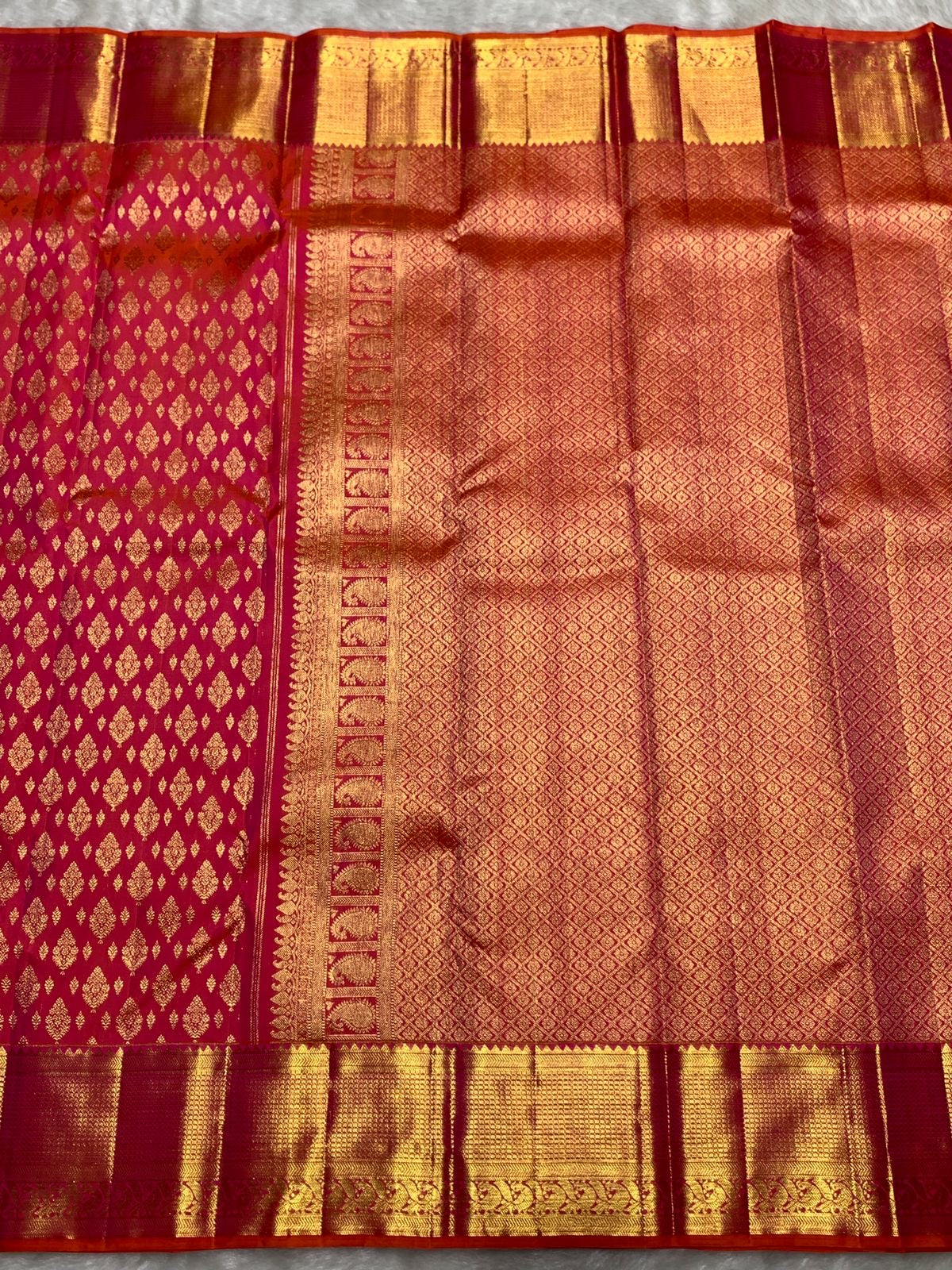 Classic Pinkish Orange 2gm Zari Bridal Elegance Kanchipuram Handloom Silk Saree SS25983
