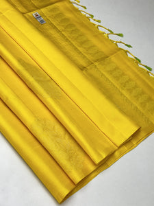 Classic Lime Yellow Elegance Handloom Soft Silk Saree SS24272