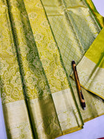 Load image into Gallery viewer, Classic Lime Bridal Elegance Kanchipuram Handloom Silk Saree SS25998
