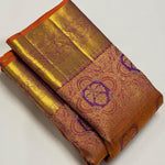 Load image into Gallery viewer, Classic Sunset Orange 1gm Zari Bridal Elegance Kanchipuram Handloom Silk Saree SS27621

