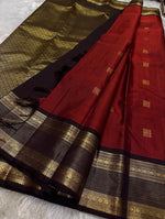 Load image into Gallery viewer, Classic Maroon &amp; Black Elegance Kanchipuram Handloom Silk Saree SS24534
