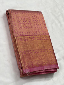 Classic Onion Pink 2gm Zari Elegance Kanchipuram Handloom Silk Saree SS24158