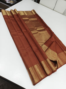 Classic Caramel Brown Kanchipuram Handloom Silk Saree SS25677