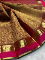 Load image into Gallery viewer, Classic Coffee Brown &amp; Deep Pink 2gm Zari Bridal Elegance Kanchipuram Handloom Silk Saree SS25269
