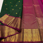 Load image into Gallery viewer, Classic Bottle Green &amp; Deep Pink 1gm Zari Elegance Kanchipuram Handloom Silk Saree SS24847
