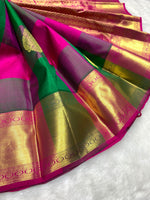 Load image into Gallery viewer, Classic Deep Pink &amp; Green 2gm Zari Kanchipuram Handloom Silk Saree SS25815
