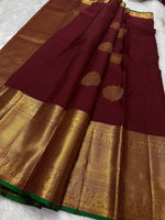 Load image into Gallery viewer, Classic Barn Red 2gm Zari Bridal Elegance Kanchipuram Handloom Silk Saree SS26272
