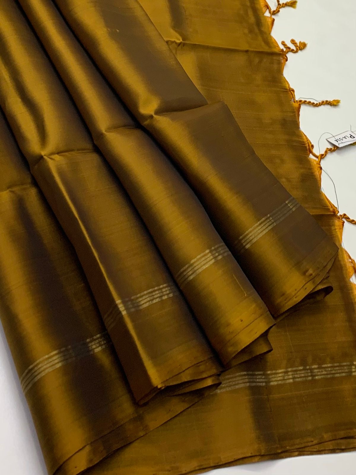 Classic Golden Mustard Elegance Plain Handloom Soft Silk Saree SS26130