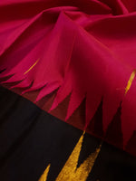 Load image into Gallery viewer, Classic Ruby Pink &amp; Charcoal Black Temple Border 2gm Zari Korvai Elegance Kanchipuram Handloom Silk Saree SS27409
