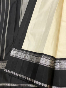 Classic Cream & Black Kanchipuram Handloom Silk Saree SS26333