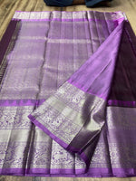 Load image into Gallery viewer, Classic Jamun Plum &amp; Lavender Elegance Kanchipuram Handloom Silk Saree SS28438
