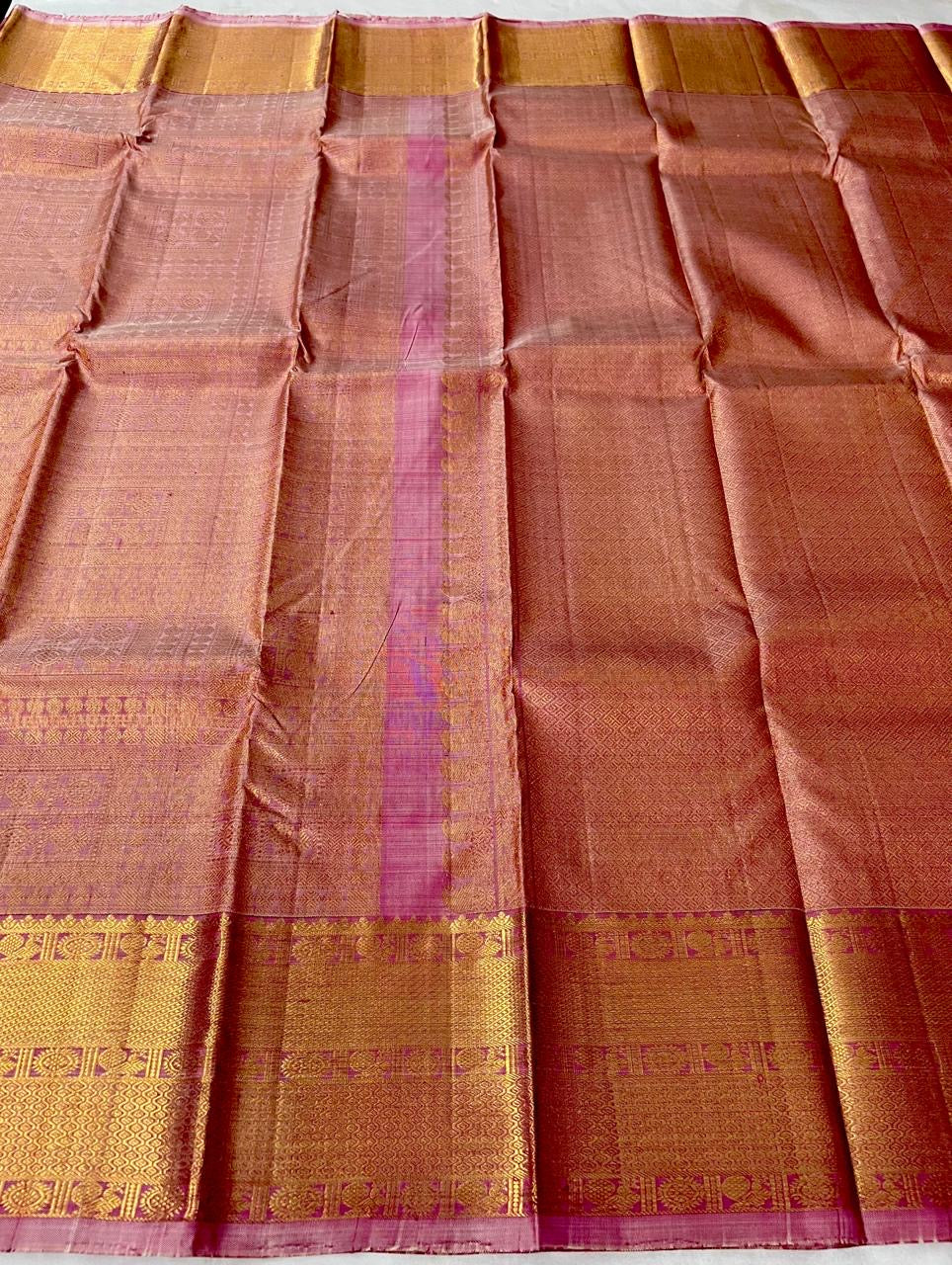 Classic Onion Pink 2gm Zari Elegance Kanchipuram Handloom Silk Saree SS24158