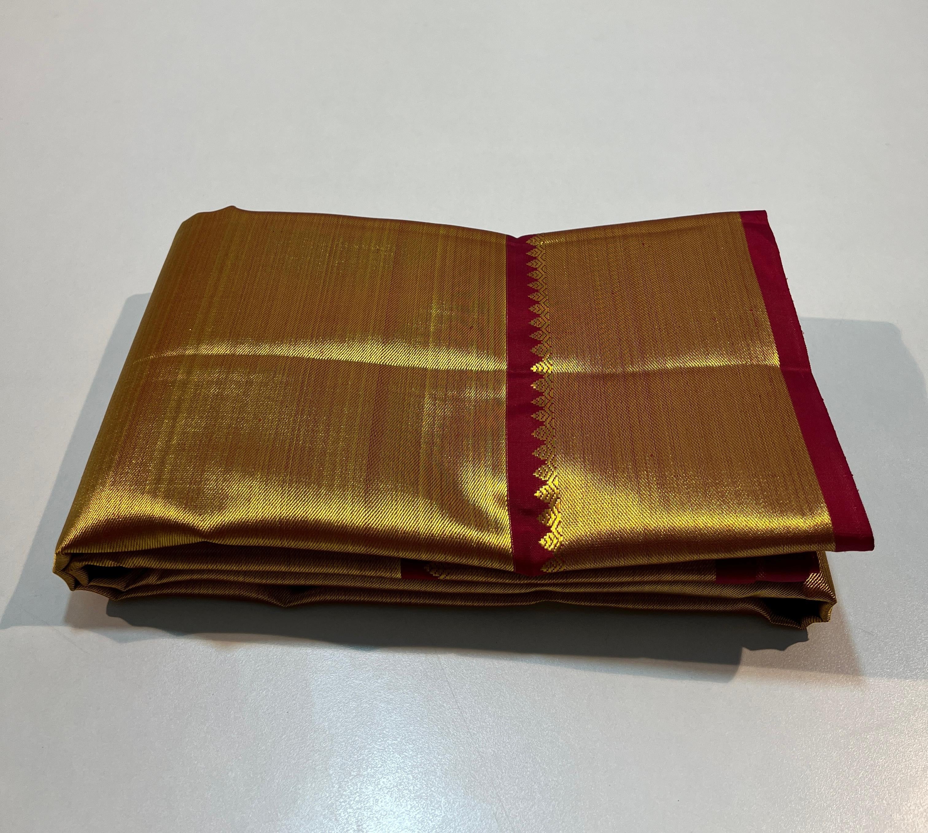 Classic Gold & Red 1gm Zari Bridal Elegance Kanchipuram Handloom Silk Saree SS25634
