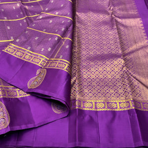 Classic Eminence Violet 1gm Zari Elegance Kanchipuram Handloom Silk Saree SS24184