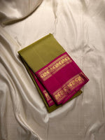 Load image into Gallery viewer, Classic Olive Green &amp; Magenta 2gm Zari Elegance Kanchipuram Handloom Silk Saree SS23737
