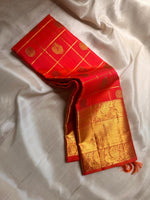 Load image into Gallery viewer, Classic Fiery Orange Bridal Elegance Kanchipuram Handloom Silk Saree SS23370
