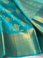 Load image into Gallery viewer, Classic Sky Blue 2gm Zari Elegance Kanchipuram Handloom Silk Saree SS24059
