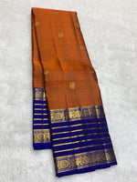 Load image into Gallery viewer, Classic Mustard &amp; Royal Blue Bridal Elegance Kanchipuram Handloom Silk Saree SS28460
