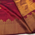 Load image into Gallery viewer, Classic Maroon 2gm Zari Temple Bridal Elegance Kanchipuram Handloom Silk Saree SS26587
