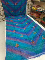 Load image into Gallery viewer, Classic Robin Blue Hand Bullion Parsi Elegance Gaachi Tussar Silk Saree SS24160
