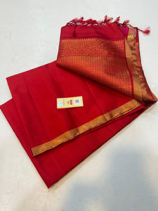 Classic Tangerine Orange Elegance Handloom Soft Silk Saree SS24124