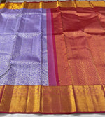 Load image into Gallery viewer, Classic Light Lavender &amp; Dark Pink 2gm Zari Elegance Kanchipuram Handloom Silk Saree SS25244
