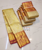 Load image into Gallery viewer, Classic Butter Cream &amp; Dusky Pink Bridal Elegance Kanchipuram Handloom Silk Saree SS25701
