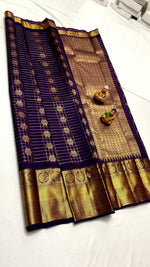 Load image into Gallery viewer, Classic Aubergine Elegance Kanchipuram Handloom Silk Saree SS25206
