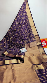 Load image into Gallery viewer, Classic Dark Aubergine Violet Double Warp Elegance Kanchipuram Handloom Silk Saree SS27170

